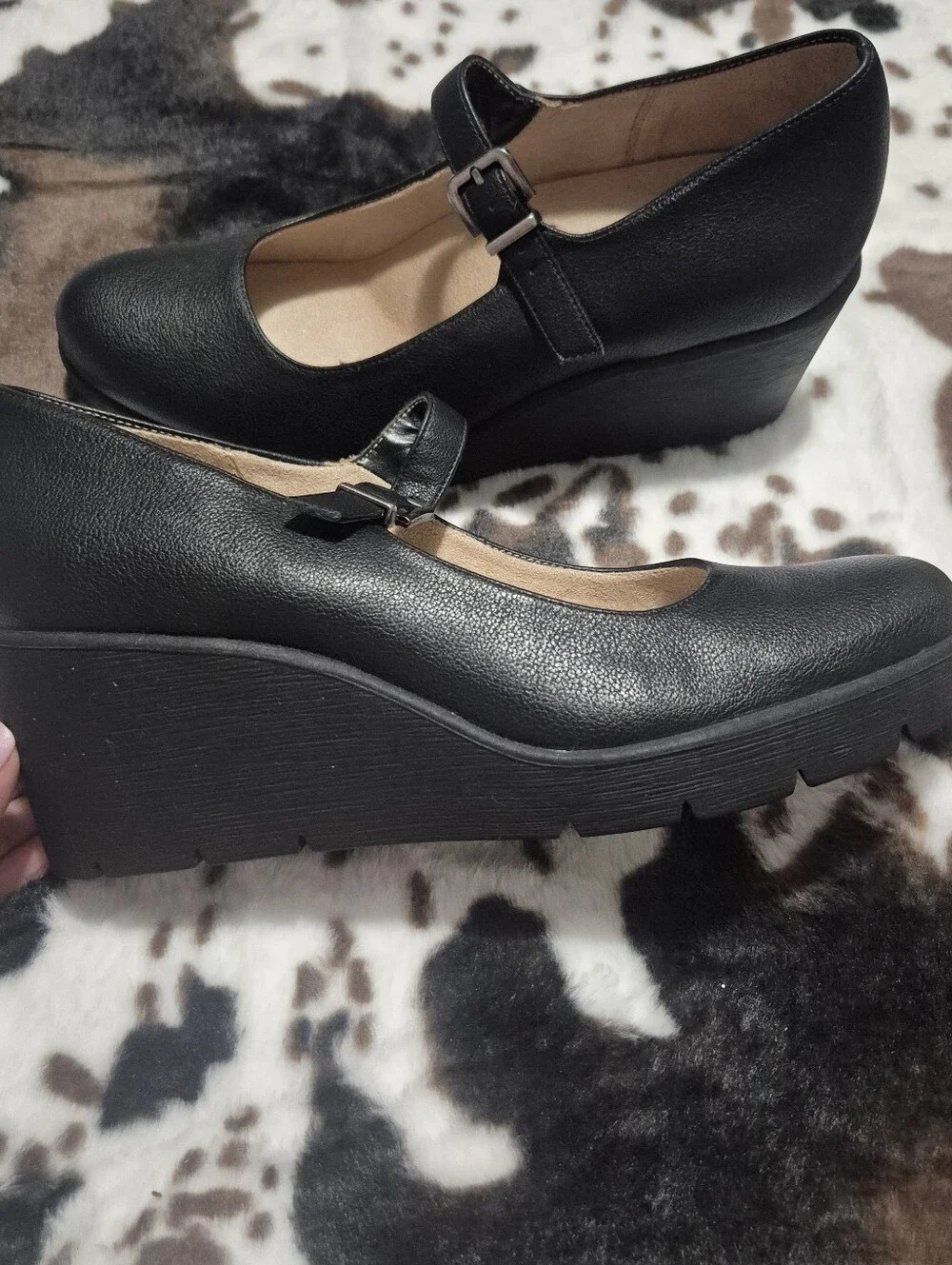 SOUL Naturalizer Black Mary Jane Wedge Heels..Size:10W